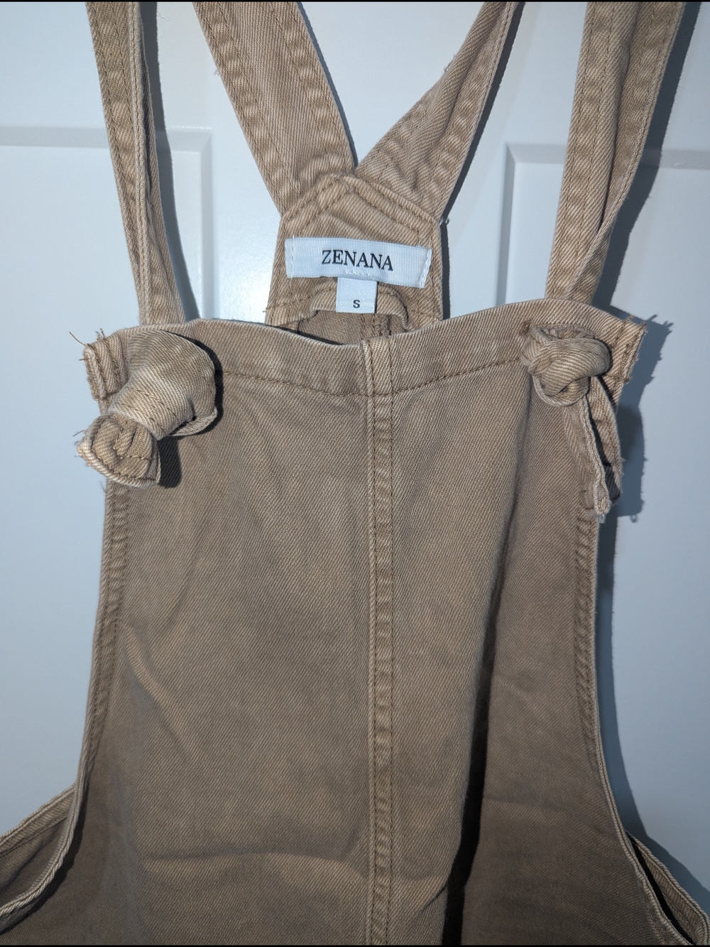 Zenana Outfitters Niccola Knot Strap Wide-Leg Demin Overalls - Picture 4 of 6
